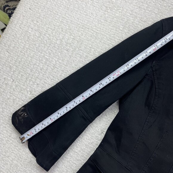 InWear Women's Two Button Blazer Black Boho Folk Cropped Floral Size 14 US - Picture 9 of 14